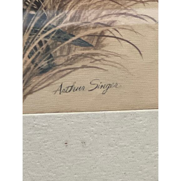 Vtg Pheasant Lithograph Print Arthur Singer Flora Fauna 14x16 Framed Botanical - Picture 3 of 9